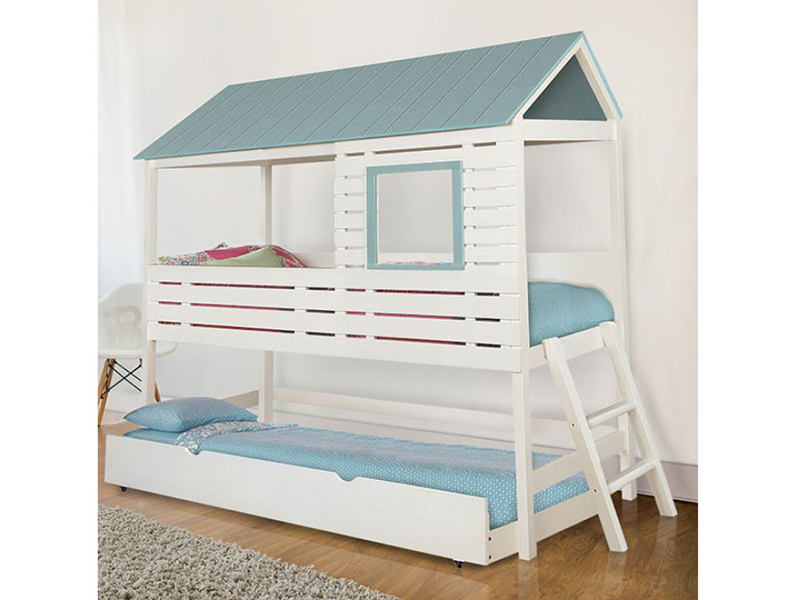 Omestad Twin House Bed With Trundle, White Twin Size House Bed With Trundle