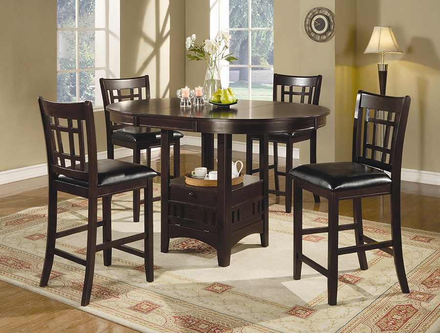 Espresso Counter Height Table Chair Set, Bar Height Dining Table And Chairs Set