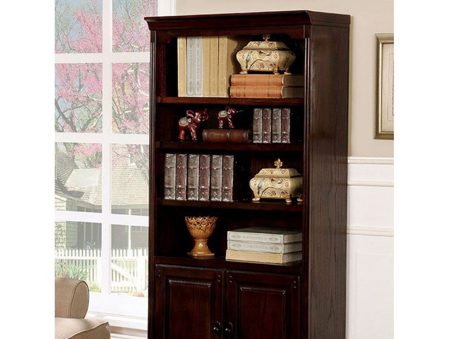 Tami Dark Walnut Bookshelf For, Dark Walnut Bookcase With Doors
