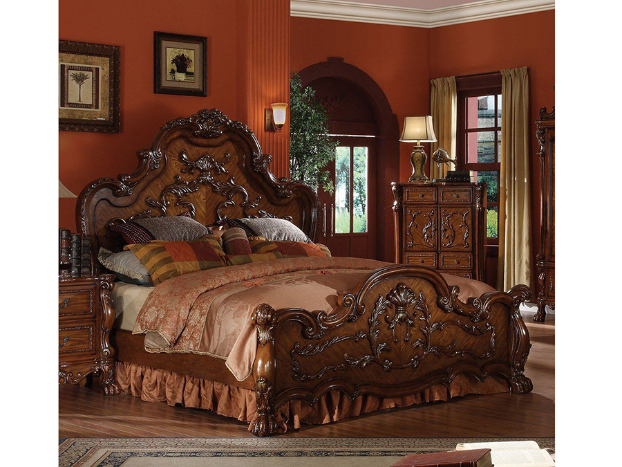 Dresden Queen Sleigh Bed In Cherry Oak, King Sleigh Bed Frame Cherry