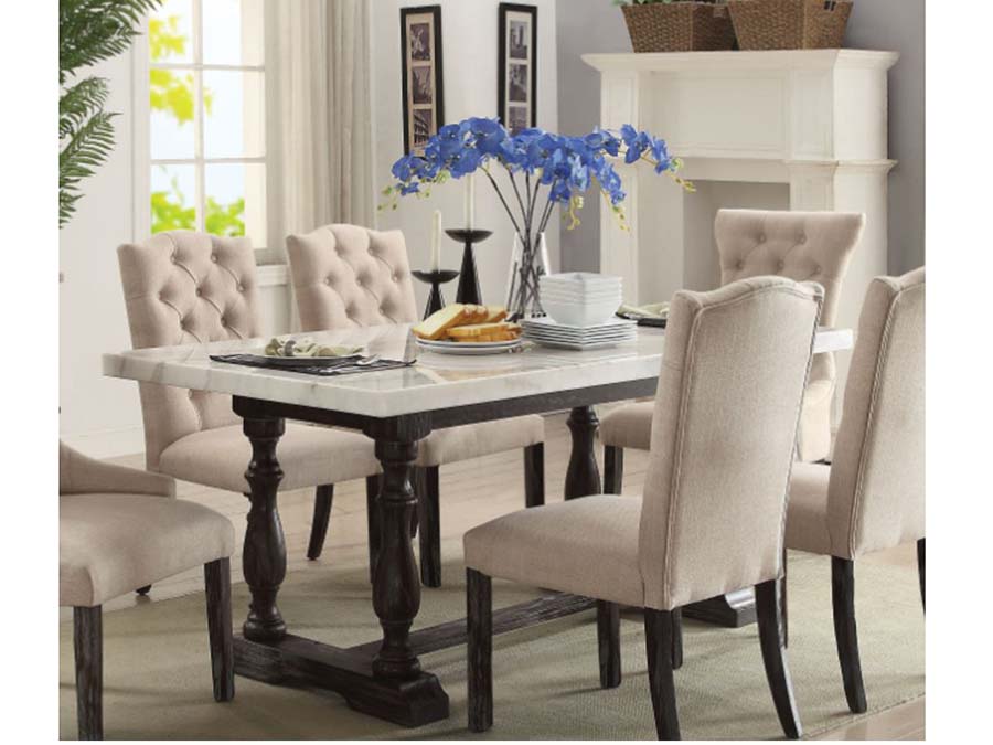 Gerardo Dining Set In Weathered, Espresso Color Dining Room Chairs