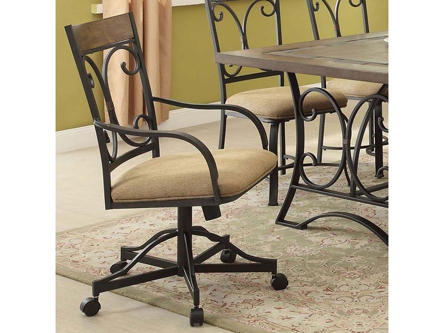 Kiele 2pcs Caster Dining Arm Chair In, Oak Dining Room Chairs With Casters