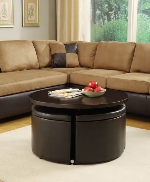 Rowley Gas Lift Table With 4pcs Storage, Woodbridge Home Designs Rowley Gas Lift Coffee Table With Ottomans