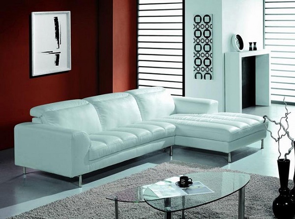 White Leather Sectional For, White Leather Couches Decor