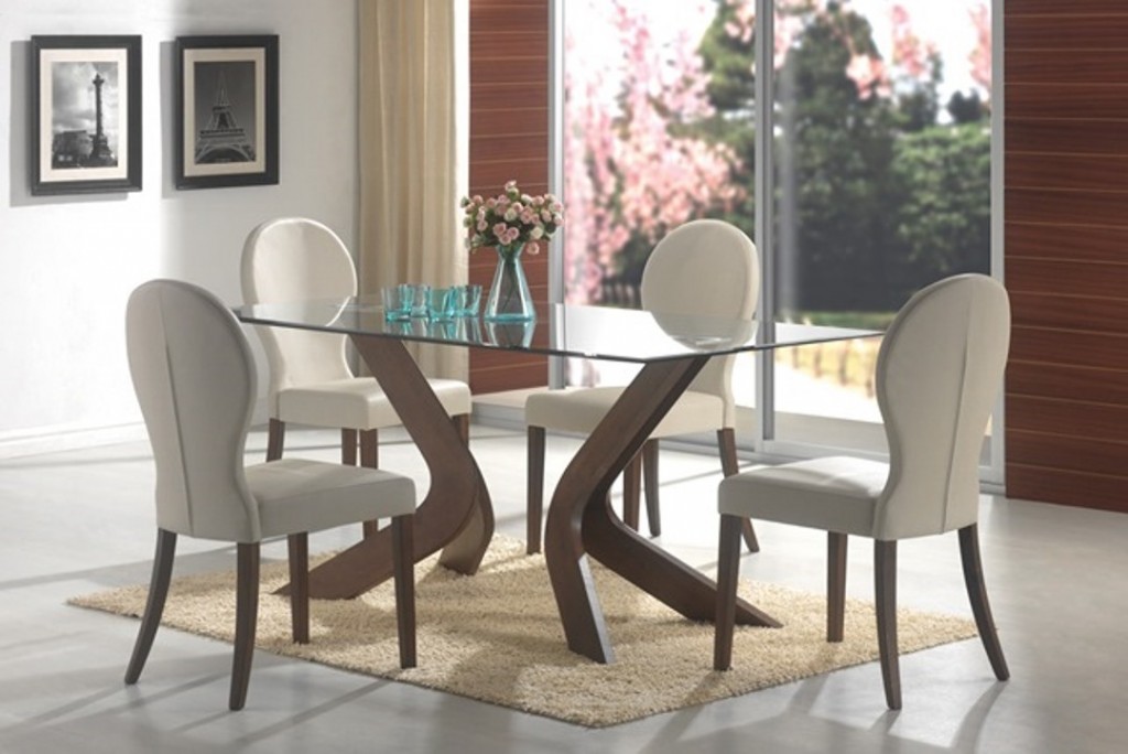 Optimisme sendt have tillid Walnut Rectangular Glass Top Dining Table Set - Shop for Affordable Home  Furniture, Decor, Outdoors and more