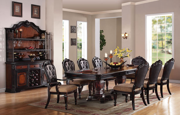 Le Havre Traditional Dining Set In Two, Formal Dining Room Sets With Leather Chairs