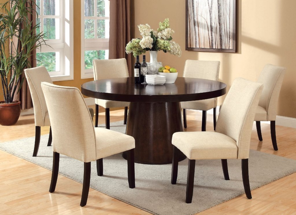 Havana Contemporary Espresso Round, Modern Circle Dining Table And Chairs